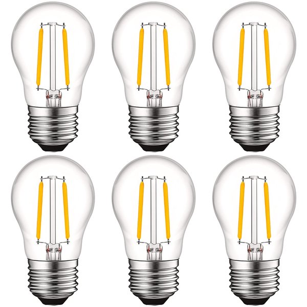 Luxrite A15 LED Edison Light Bulbs 4W (40W Equivalent) 400LM 2700K Warm White Dimmable E26 Base 6-Pack LR21623-6PK
